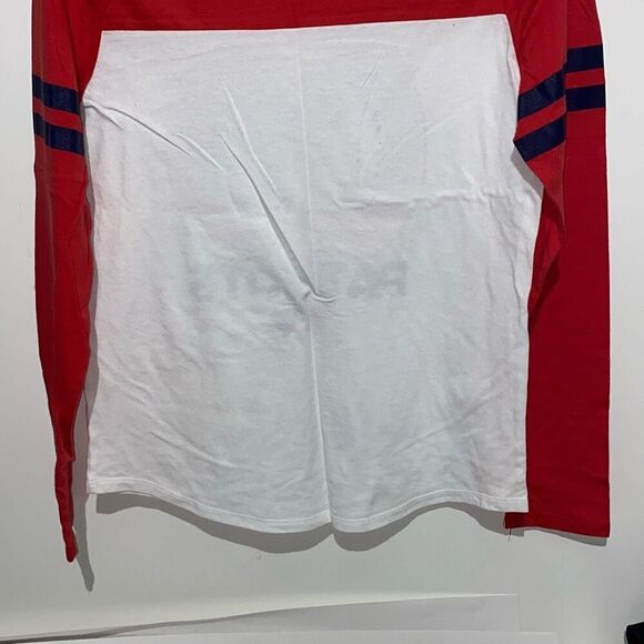 FixNFL Team Apparel Women's Red & White Sequined Go Patriots New England Tee Sz - Picture 6 of 6